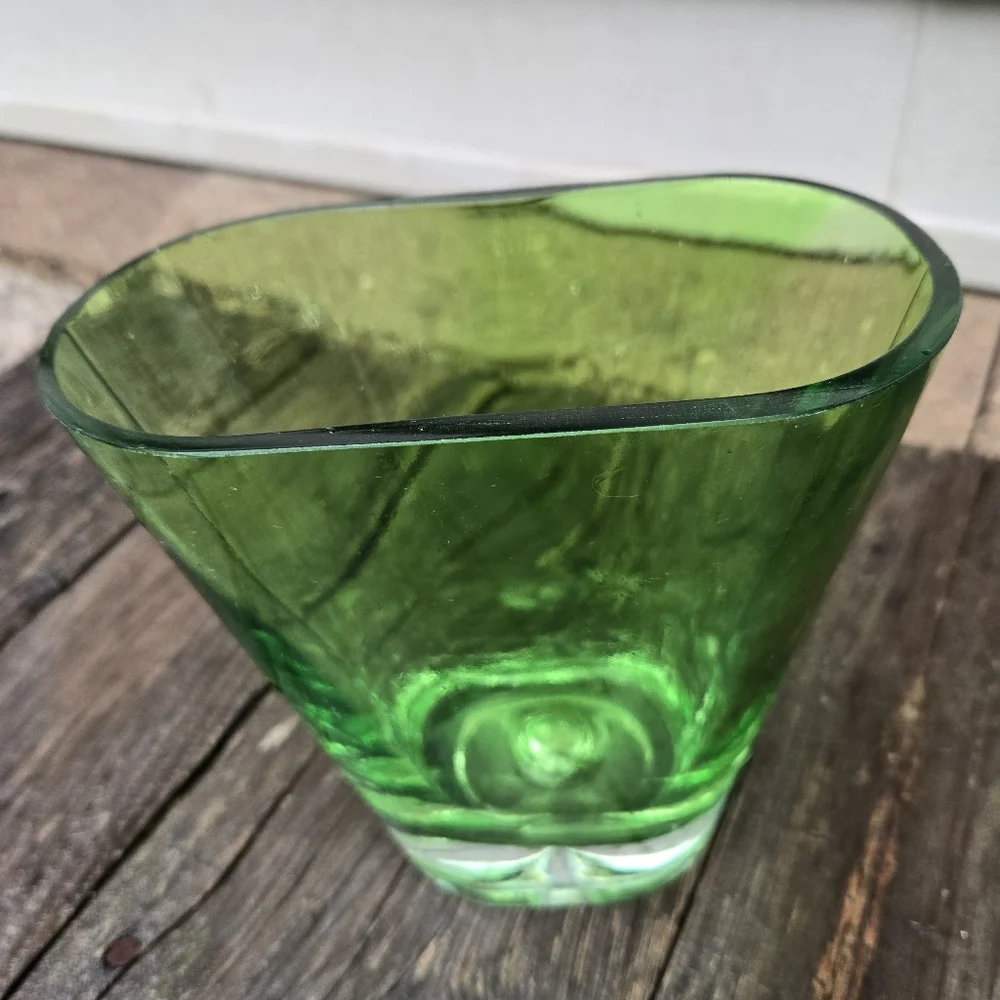 Hand Blown Green Glass Vase